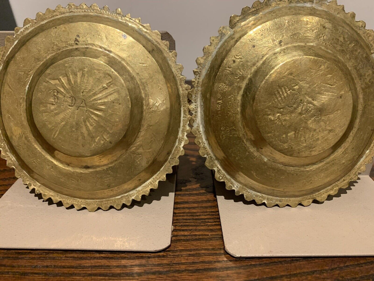 ANTIQUE HANDMADE AFRICAN BIDA NUPE TRIBE BRASS SMALL TRAYS X2 AND ONE OTHER BOWL
