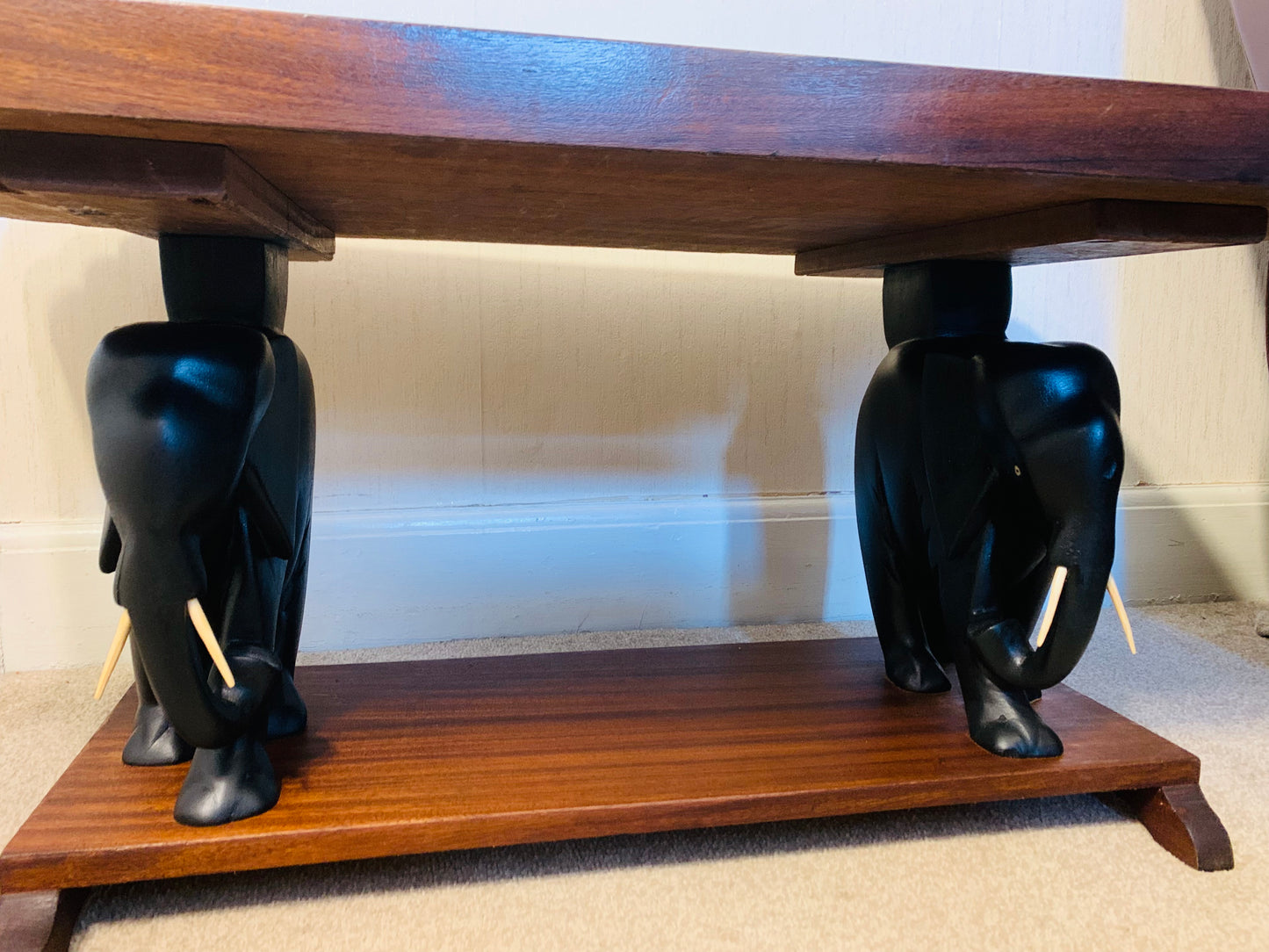 Beautiful Vintage Ashanti Elephant African Hardwood Coffee Table / Occasional Table