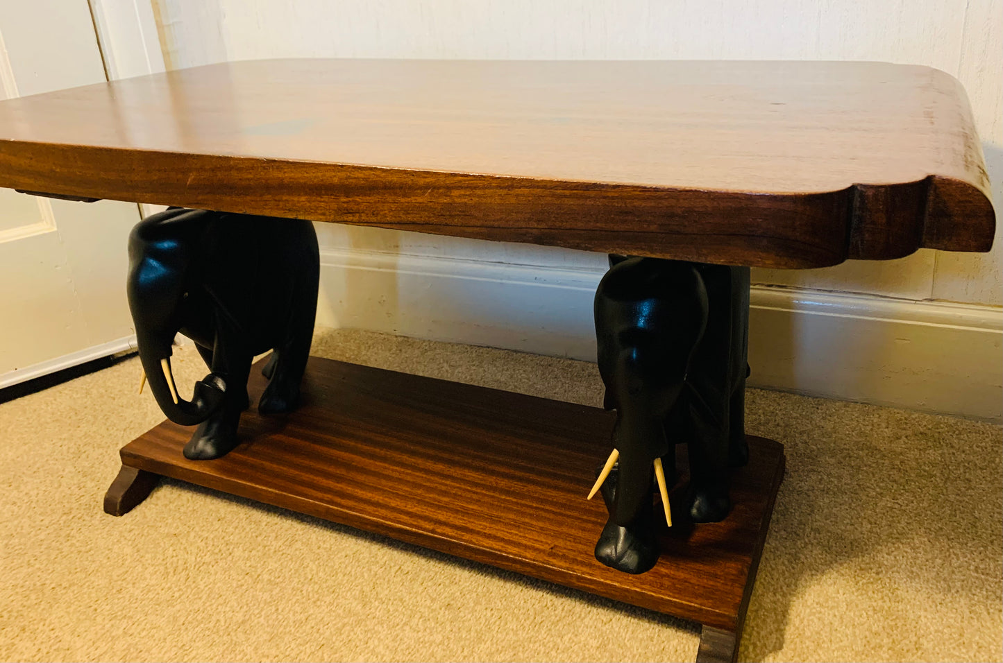 Beautiful Vintage Ashanti Elephant African Hardwood Coffee Table / Occasional Table