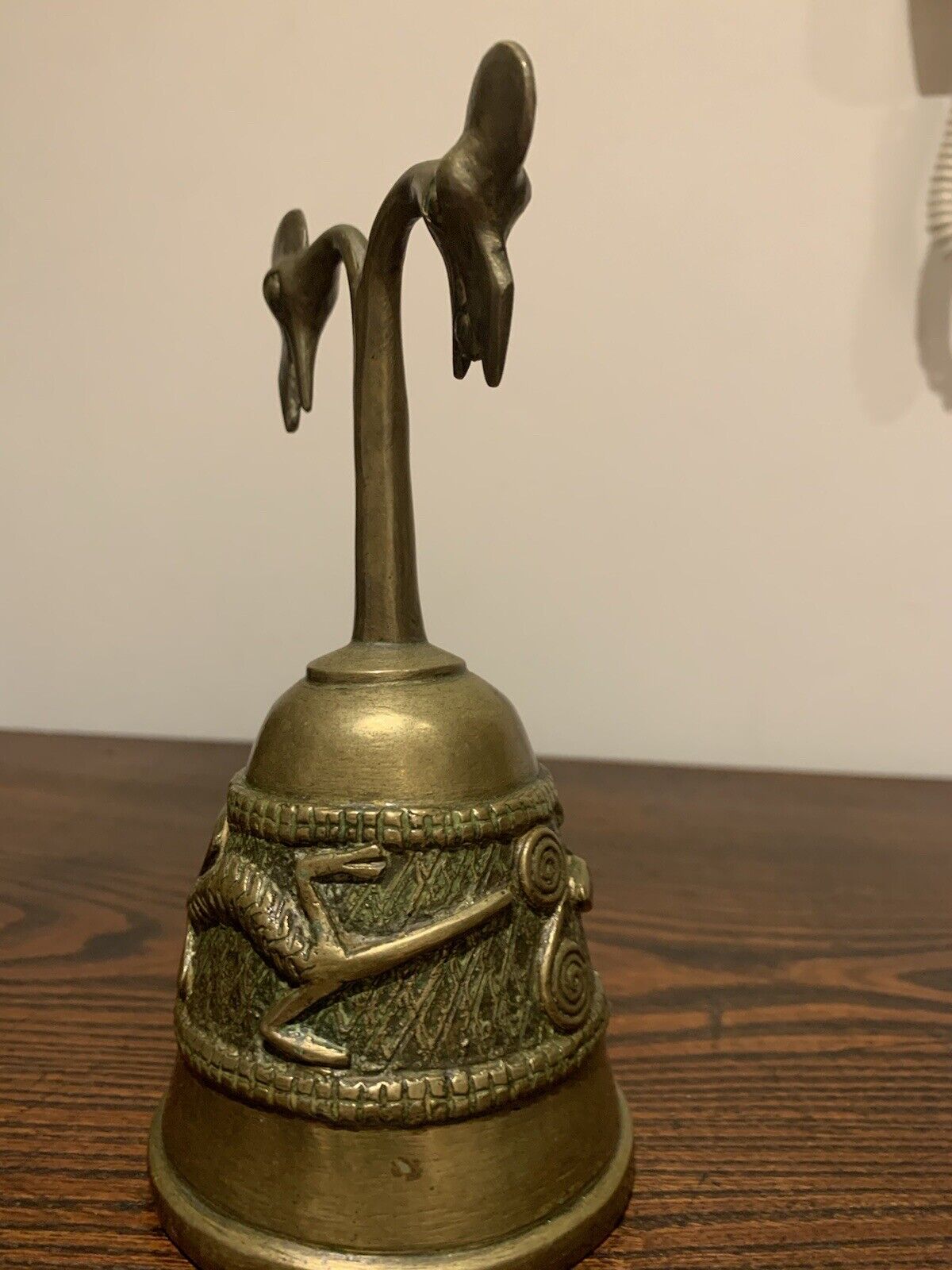 Vintage West African Nigerian Benin Brass/Bronze Mask(Monkey God?) & Tribal Bell