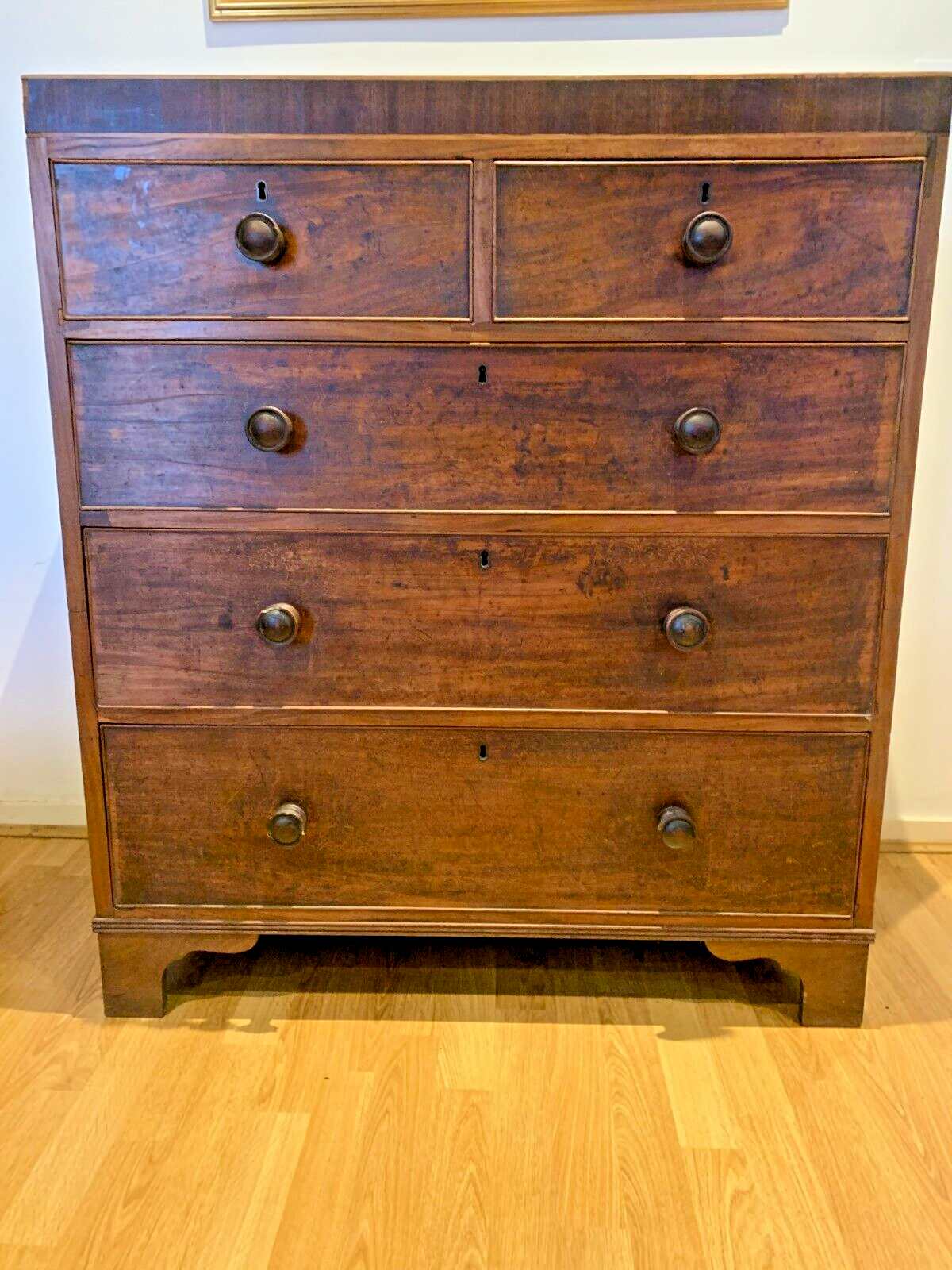 Antique Elegant Georgian Mahogany Chest of Drawers, 2 0ver 3, George III