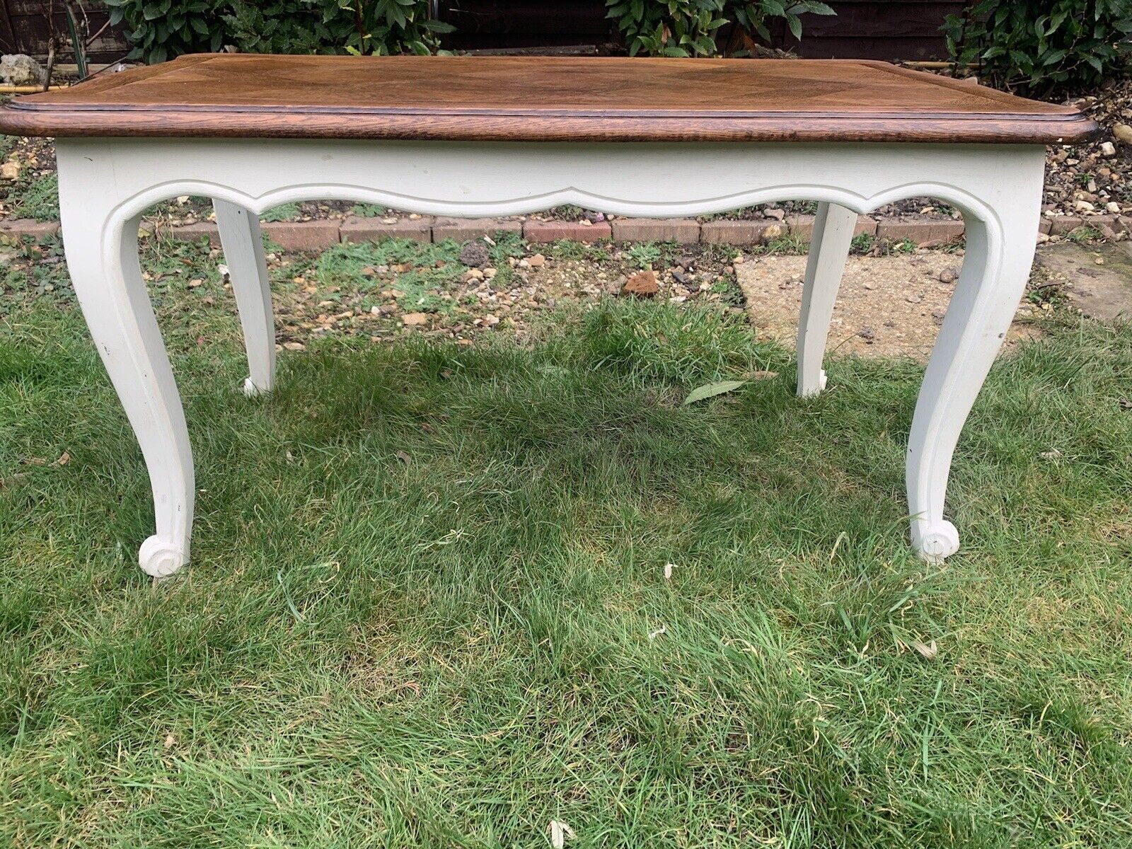 Vintage French Style Parquet Top Design Coffee Table with Regency Style Legs