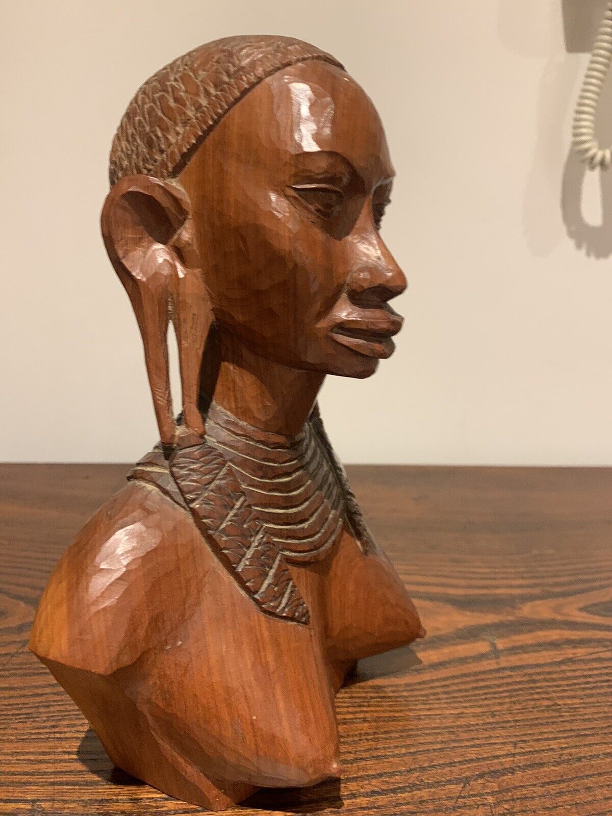 African Carved Hardwood Study / Bust of a Woman.  Beautiful Carving.