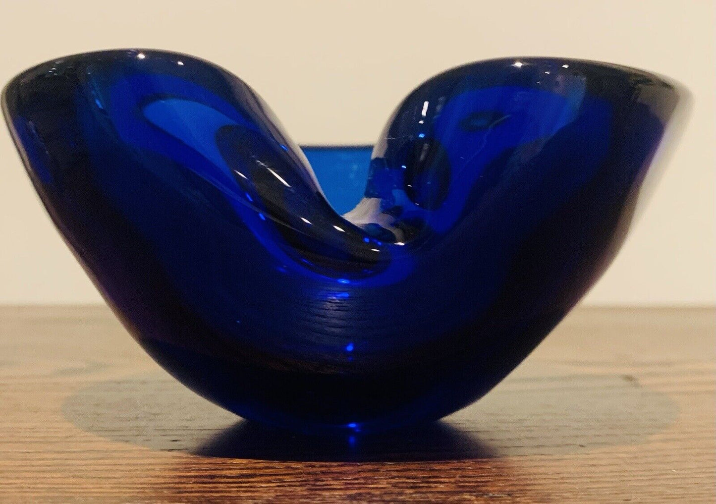 Rare Vintage Cobalt Blue Murano Thumbprint Glass Bowl/Ashtray, 1970's