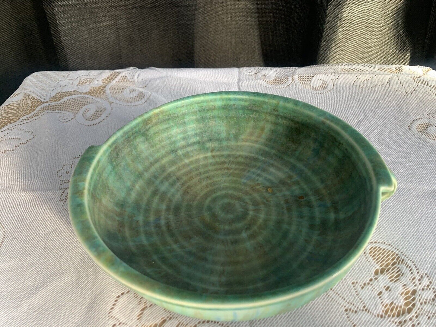 Vintage Mottled Green Art Deco Bowl - Crown Devon Matitta Ware.