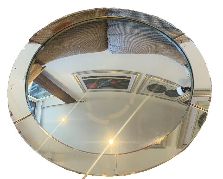 Vintage 1950's Retro Aged Convex Silver Coloured Fisheye Wall Mirror, 21 Inches