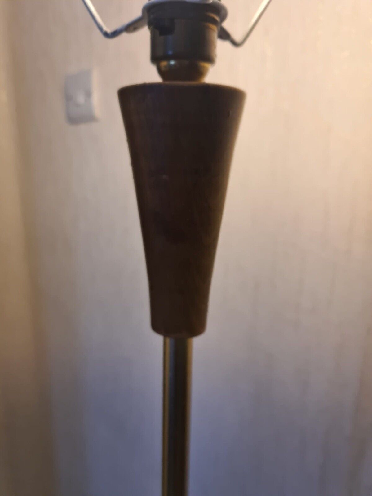 Mid Century Modern Vintage Teak & Brass Tripod Floor Lamp