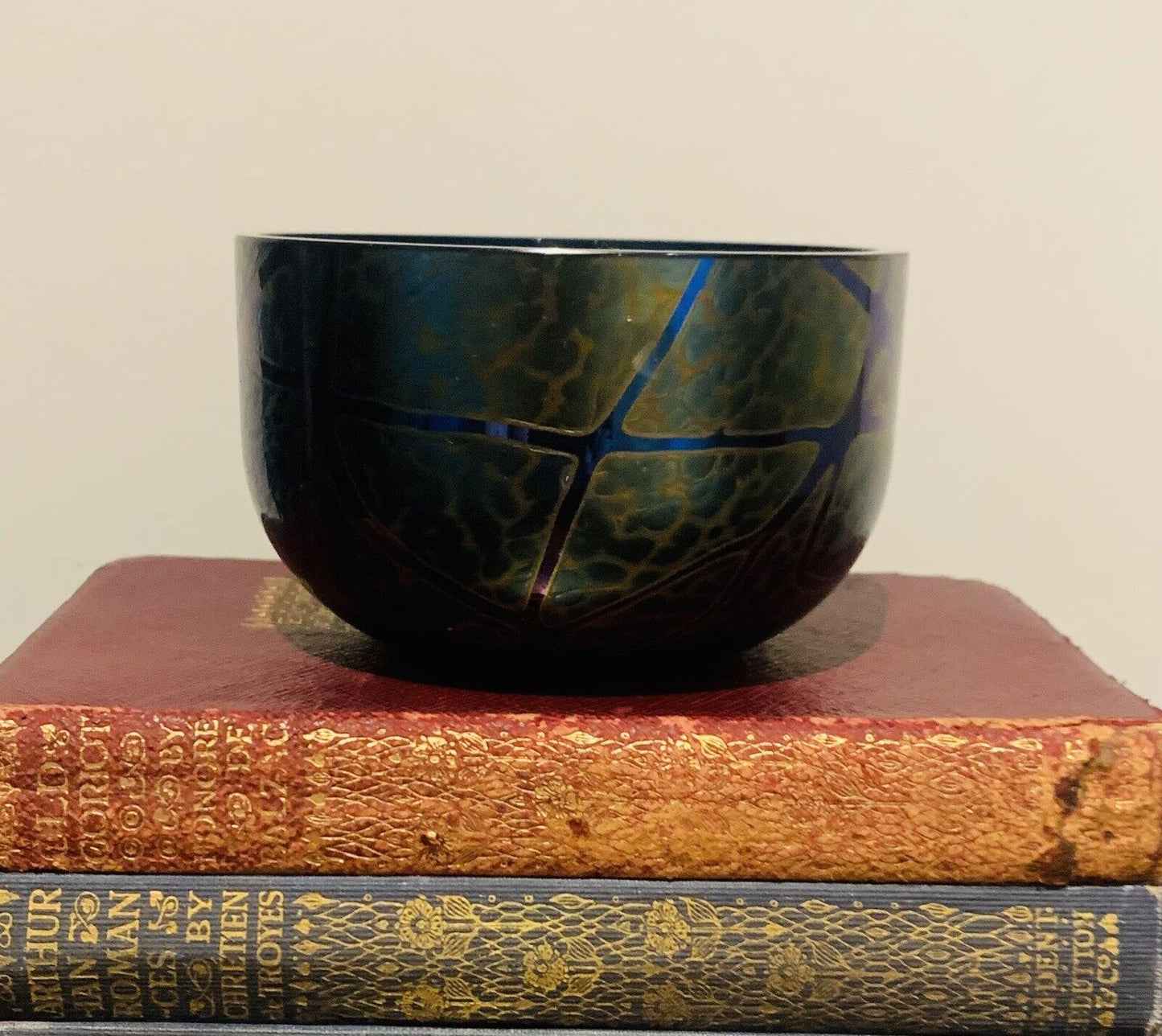 Vintage Michael Harris for 'Royal Brierley Studio", Irridescent Petrol Blue Bowl