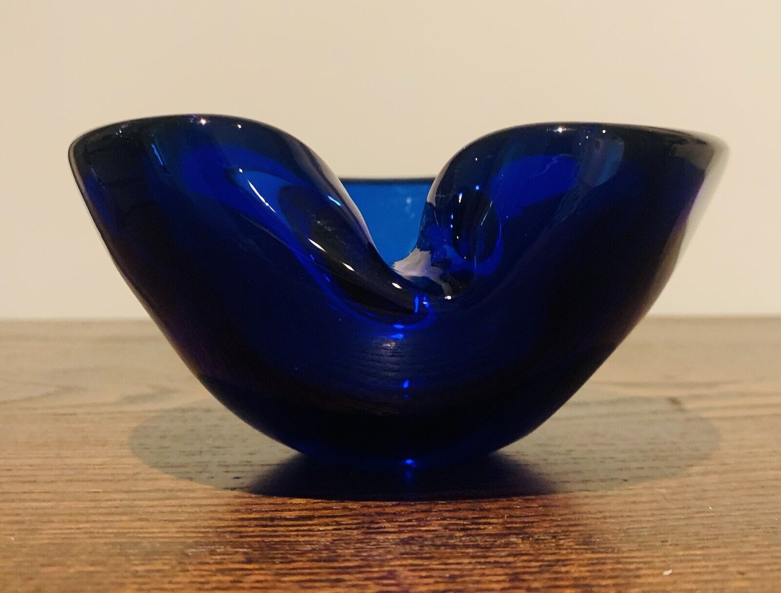 Rare Vintage Cobalt Blue Murano Thumbprint Glass Bowl/Ashtray, 1970's