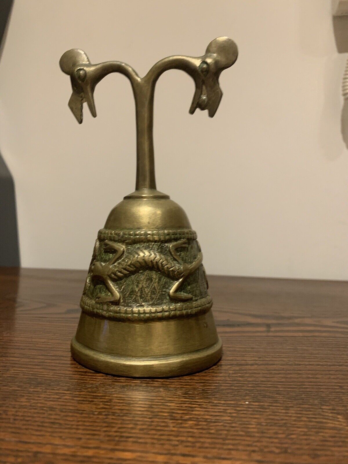 Vintage West African Nigerian Benin Brass/Bronze Mask(Monkey God?) & Tribal Bell