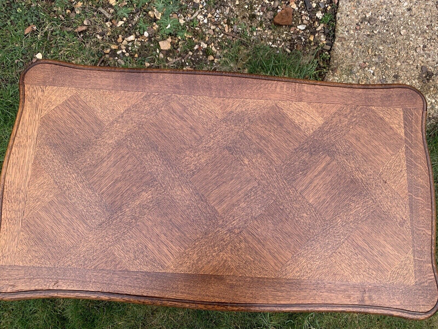 Vintage French Style Parquet Top Design Coffee Table with Regency Style Legs