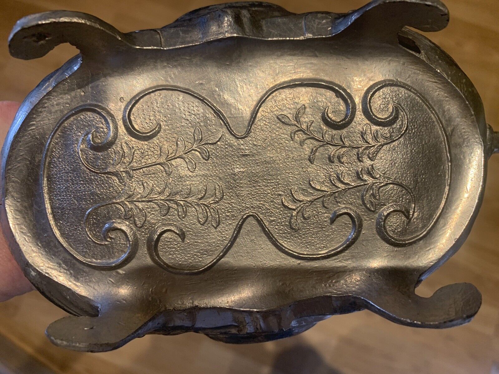 Antique French Dish - metal, scrollwork design. late 19th/early 20thC