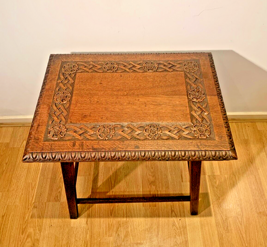 Charming Victorian Oak Occasional Table with Exquisite Celtic-Inspired Carvings