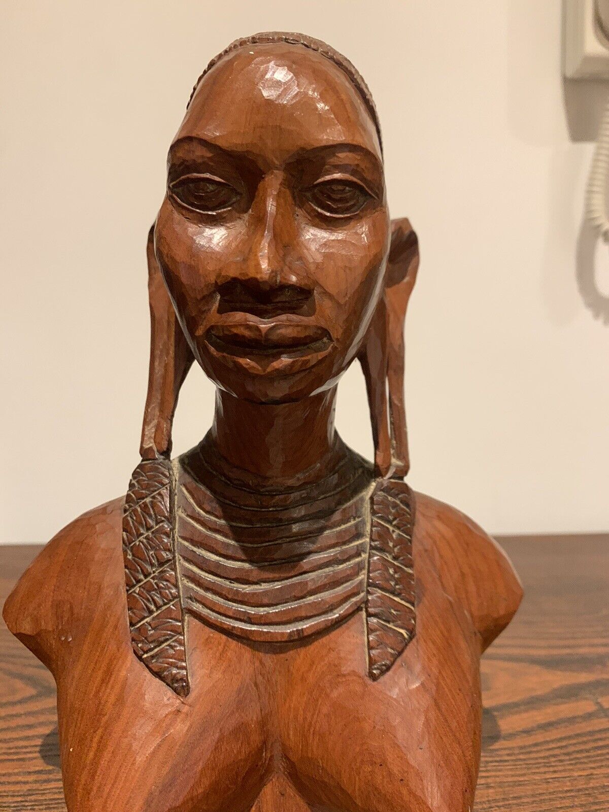 African Carved Hardwood Study / Bust of a Woman.  Beautiful Carving.