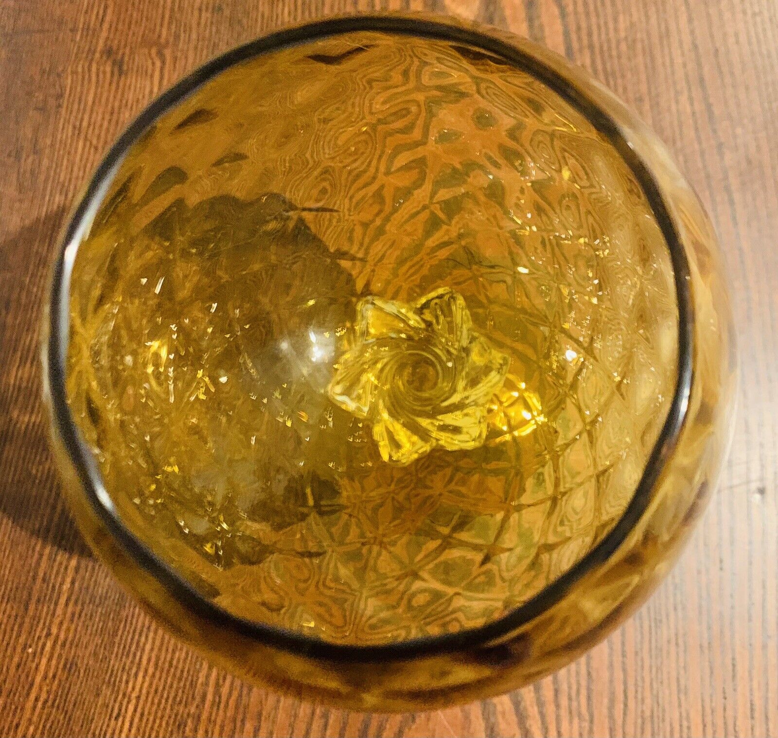 Vintage Amber Empoli Large Textured Glass Goblet/Wine Glass, Mid Century Modern