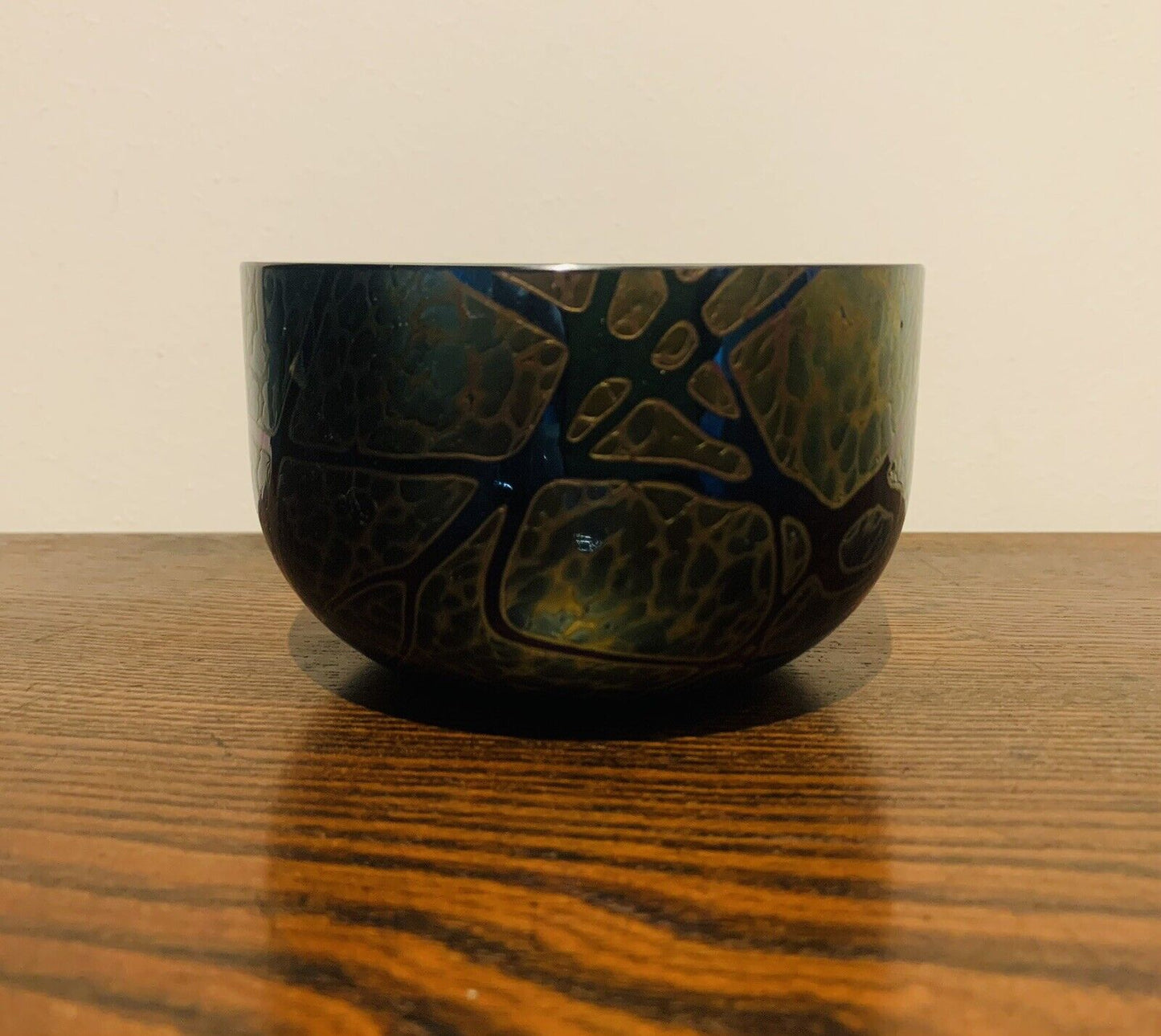 Vintage Michael Harris for 'Royal Brierley Studio", Irridescent Petrol Blue Bowl