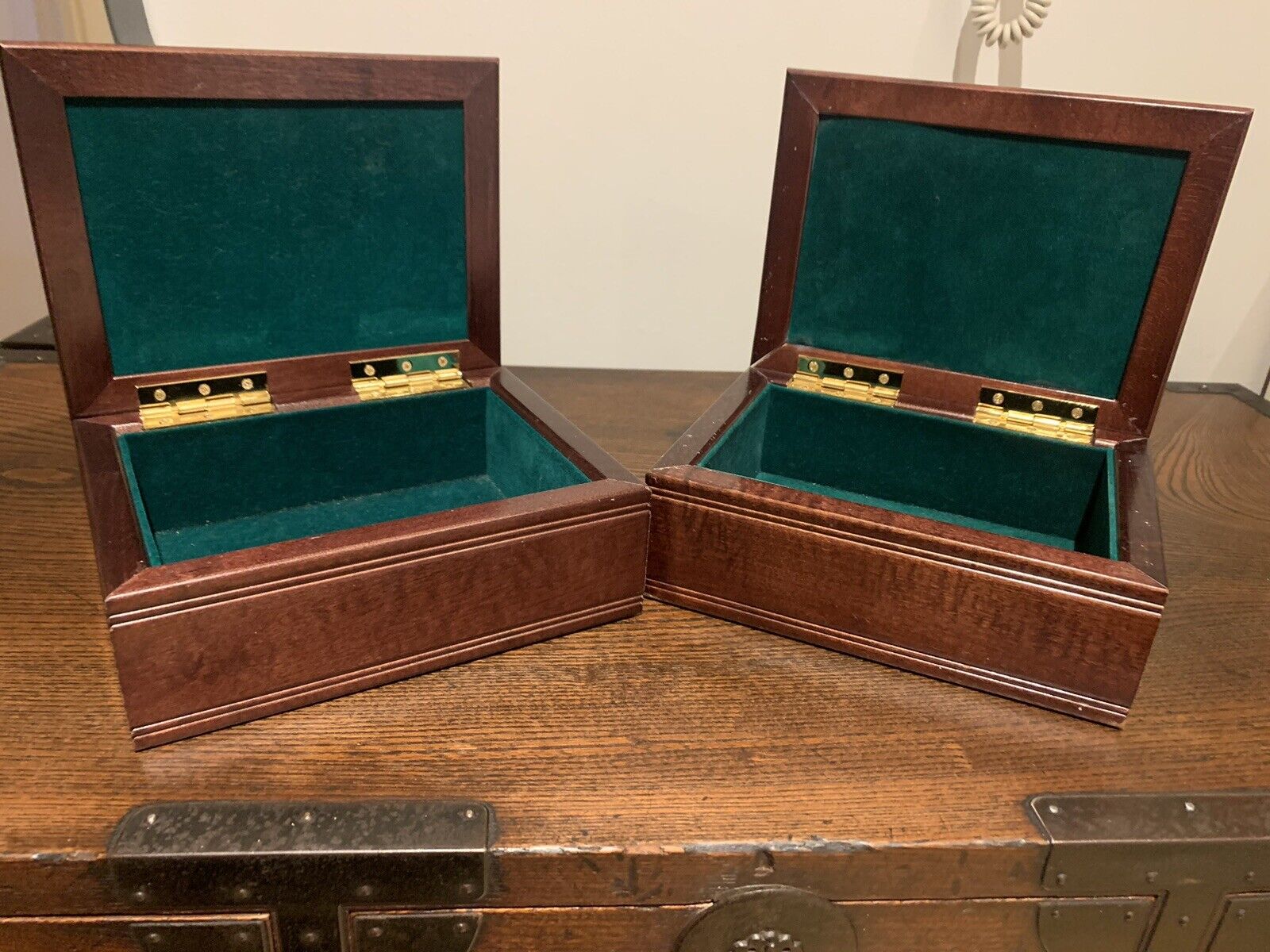 Pair of Vintage Pebble Beach Concours d'Elegance Boxes, Wood & Ceramic '95 & 96.