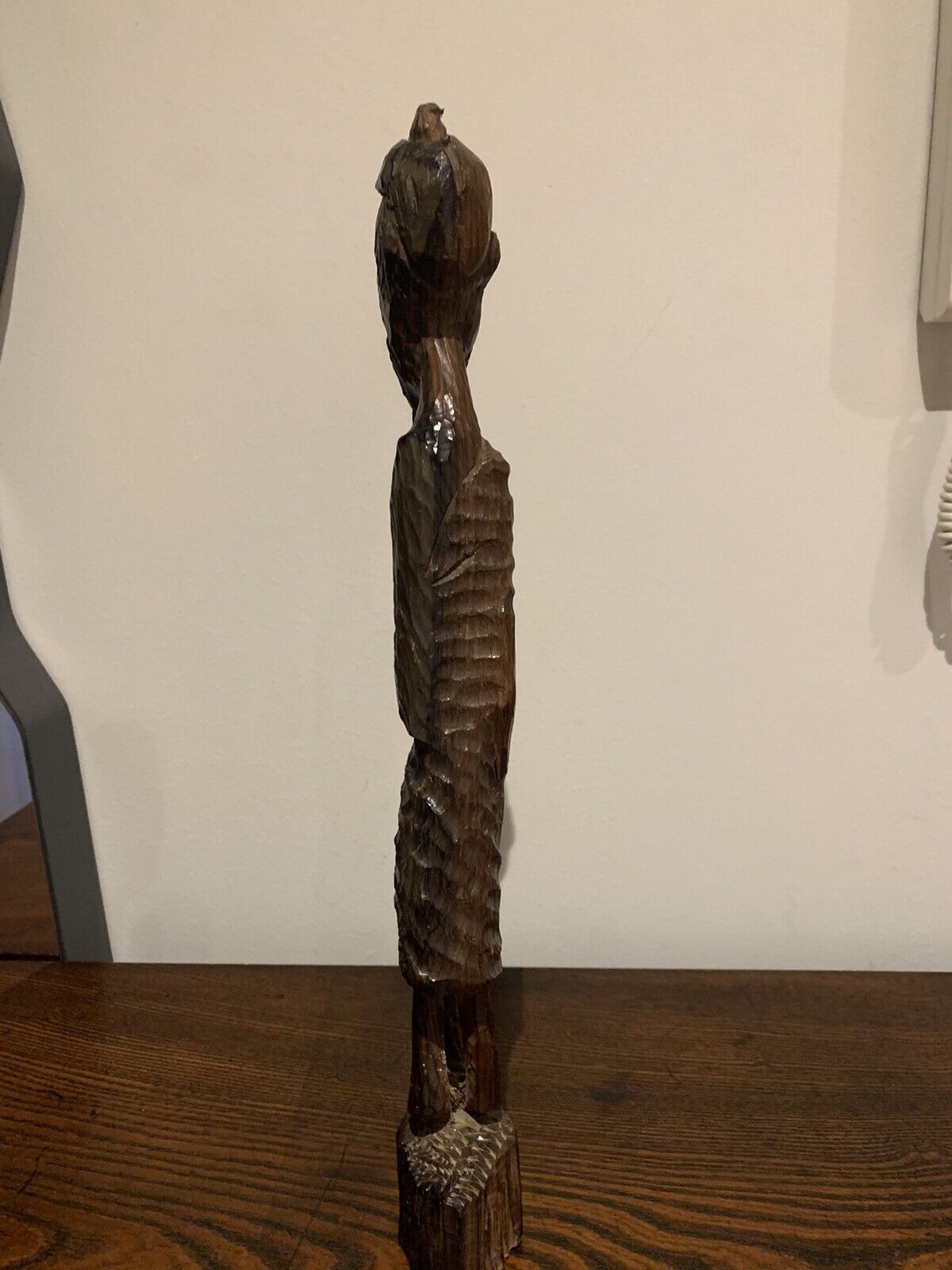 Vintage African Tribal Wood Carving Figure of an Old Man with Staff