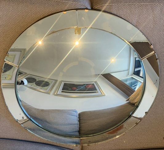 Vintage 1950's Retro Aged Convex Silver Coloured Fisheye Wall Mirror, 21 Inches