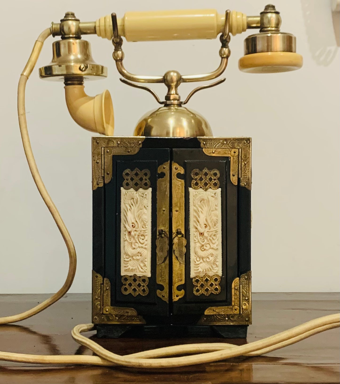 Vintage Mid Century Art Deco Style Candlestick Telephone, French Inspired Cabinet Telephone