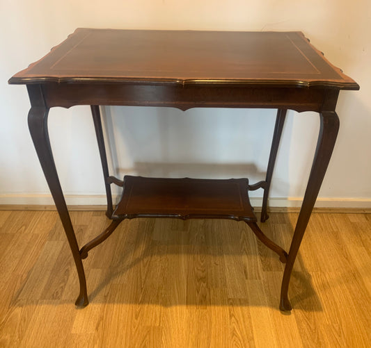 Antique Edwardian Mahogany Two Tiered Occasional/Hall Table with Satinwood Inlay