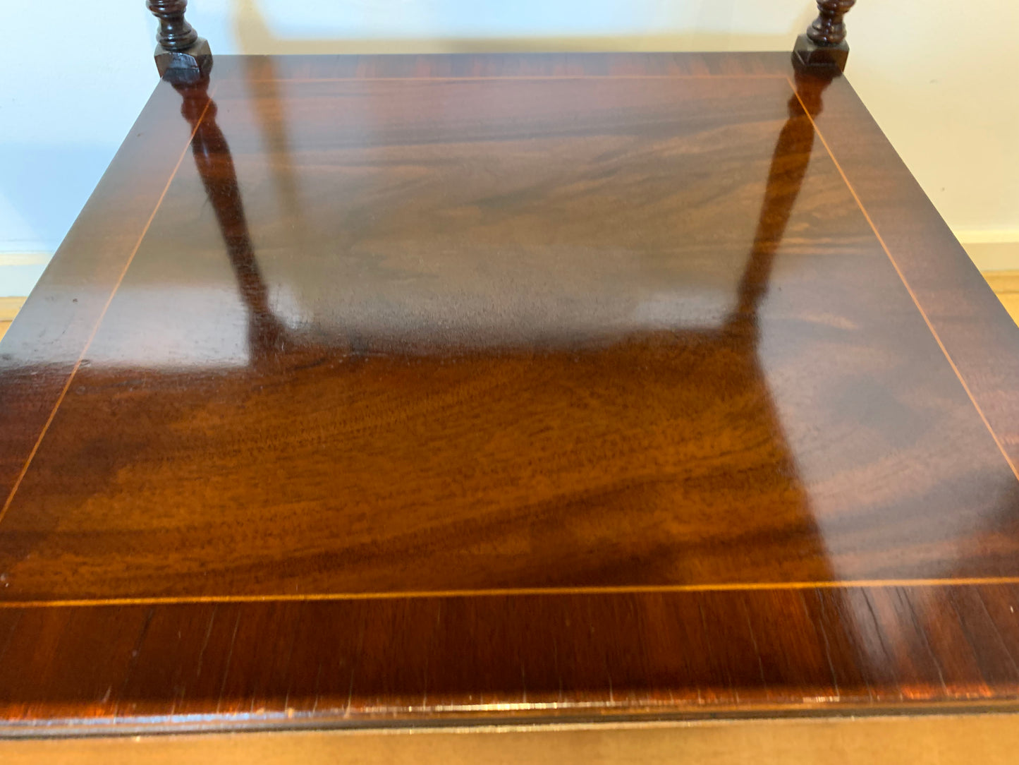 Vintage Bradley's Inlaid Mahogany Side Table on Castors with Extending Butlers Slip Tray