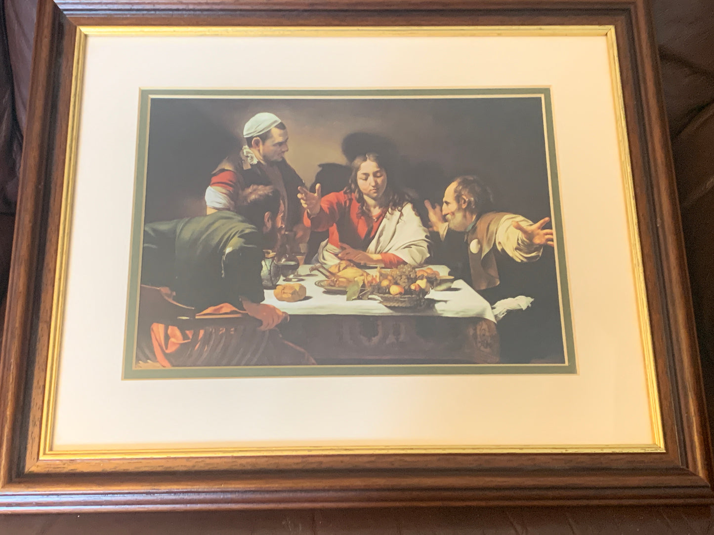 Vintage Framed & Mounted Print 'Supper at Emmaus' By Caravaggio