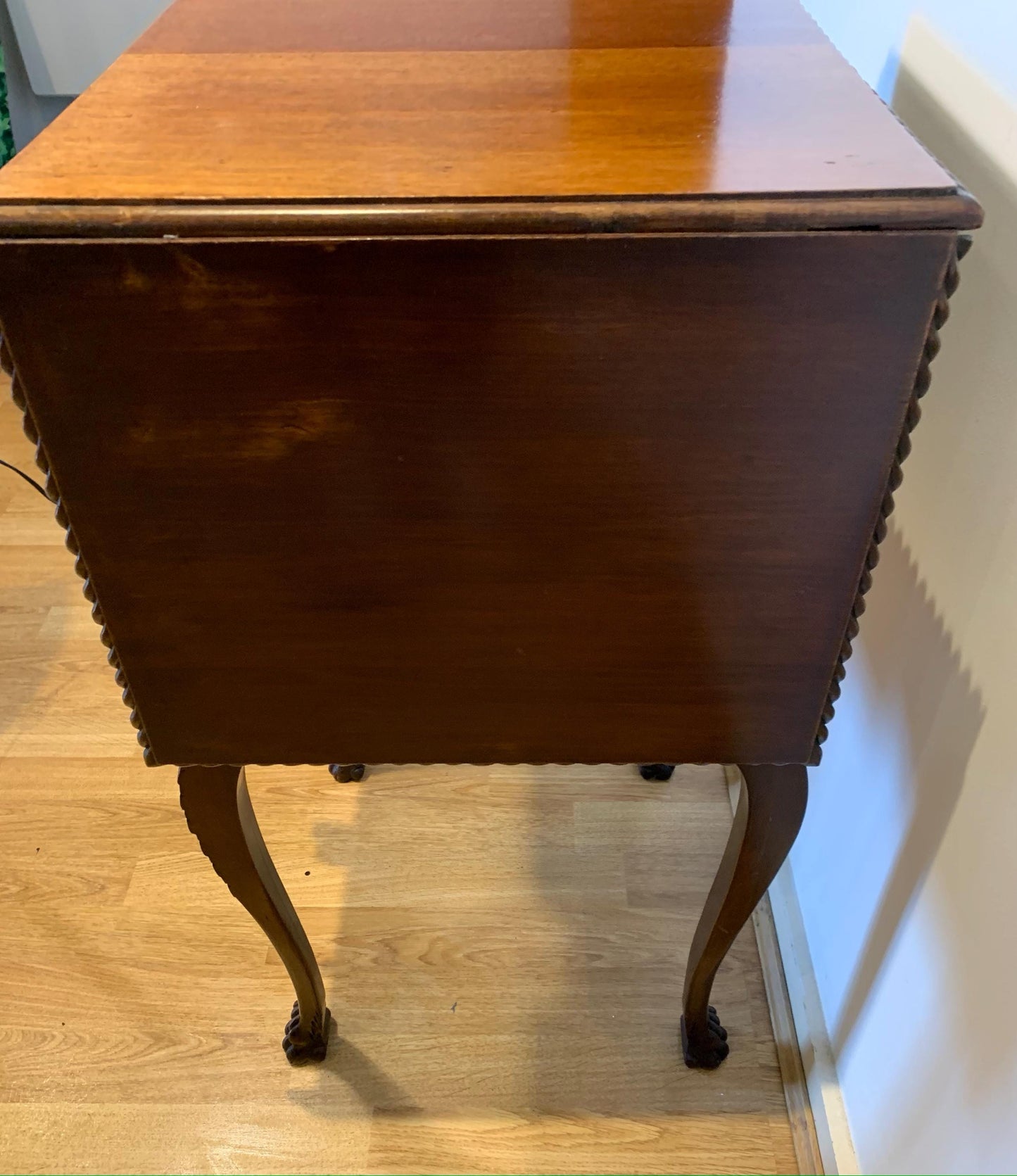 Antique 19th Century Mahogany Pembroke Table, 5 Drawers, Carved Legs & Lion Feet