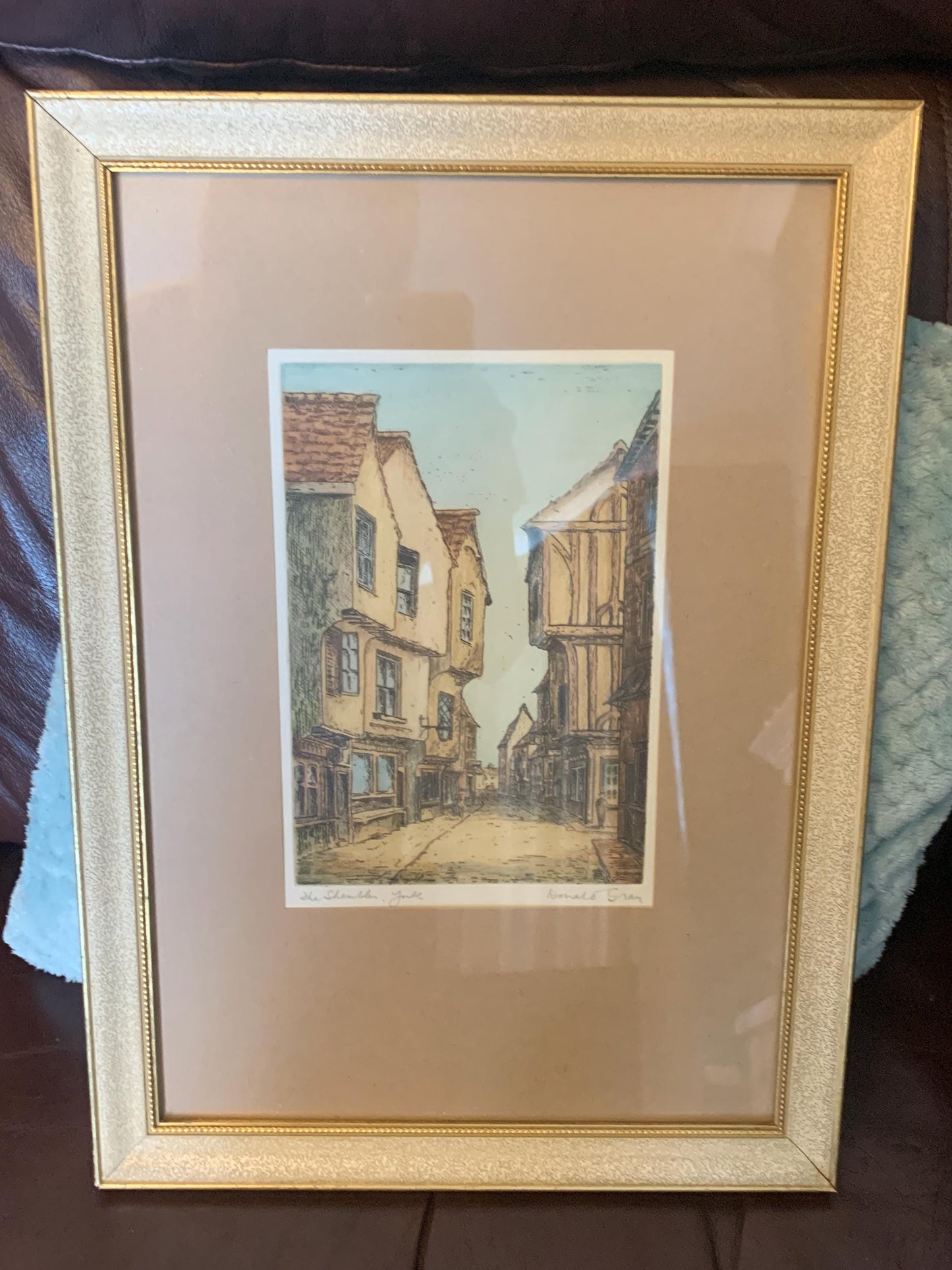 Pair of Signed Original Pencil Etchings of York by Donald Gray. The Shambles and Bootham Bar.