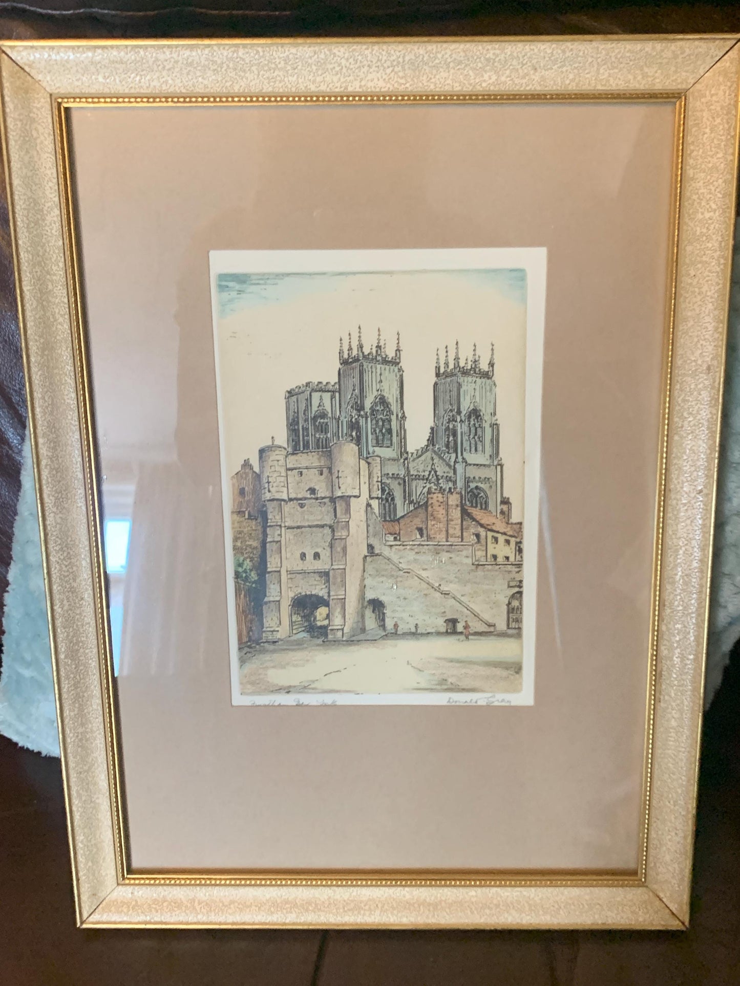 Pair of Signed Original Pencil Etchings of York by Donald Gray. The Shambles and Bootham Bar.