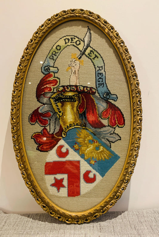 Antique Edwardian Embroidered Coat of Arms (1901-1910)